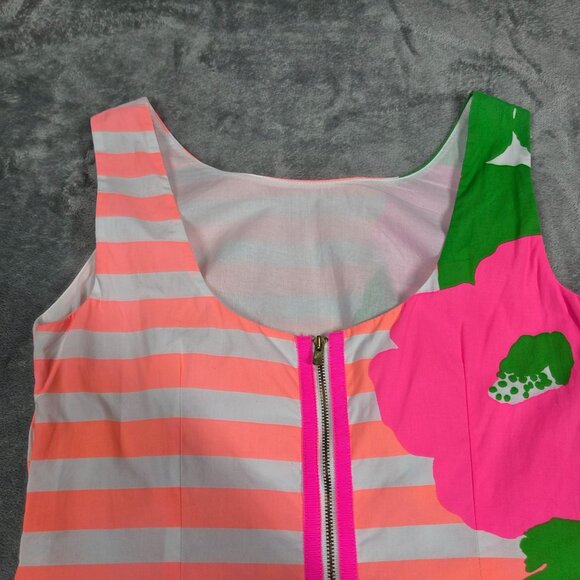 Lilly Pulitzer Dress Womens 0 Delia Sunrise Orange Stripe Wildflower Shift - Picture 7 of 11